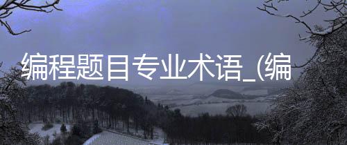 编程题目专业术语_(编程的一些专业术语)